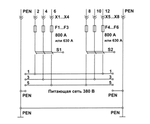  Схема электрическая принципиальная двухпостовых колонок. Система заземления TN-C-S